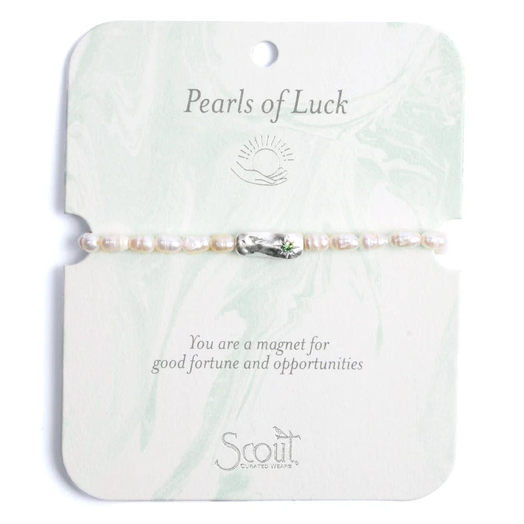 Ladies bracelets stacked styles-Pearls of Luck Affirmation Bracelet in Silver