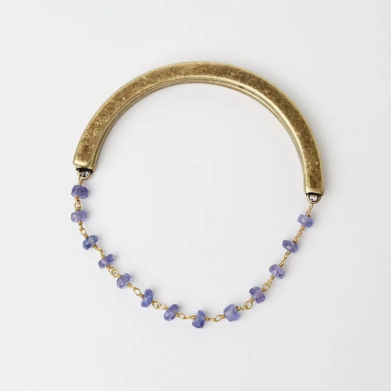 Ladies bracelets bridal essentials-Single Bead Chain of Tanzanite Bracelet