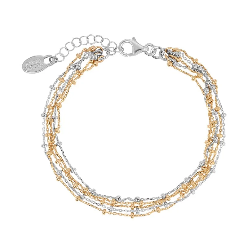 Ladies bracelets gift choices-Sterling Silver & Yellow Gold Plated Duet Bracelet