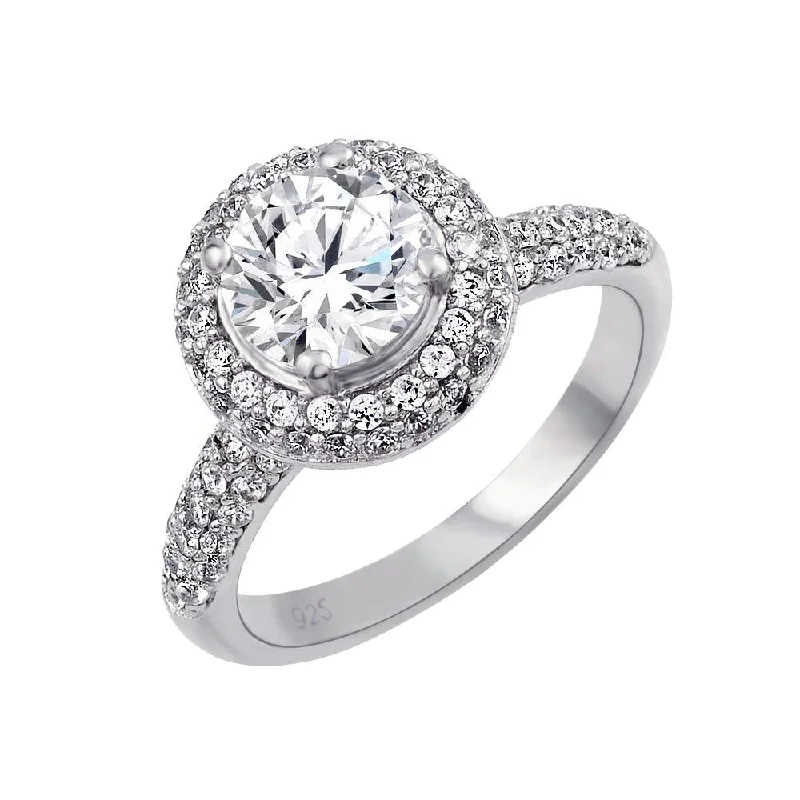 Ladies rings sentimental value-Rhodium Plated 925 Sterling Silver Micro Pave Solitaire CZ Ring - ACR00039