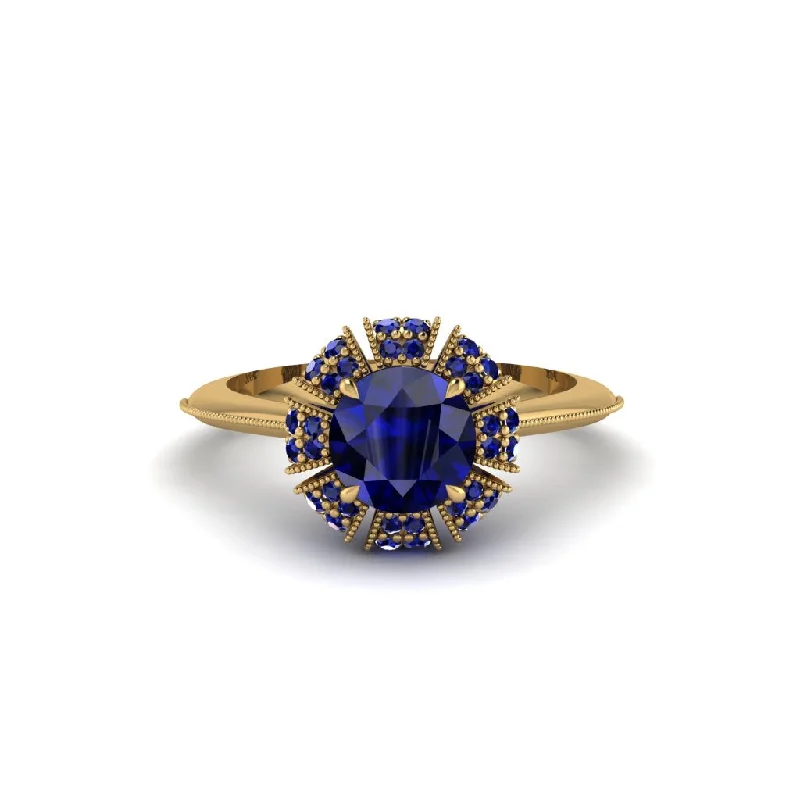 Ladies engagement rings online shopping-Sapphire Crown Halo Engagement Ring - Annie No. 73