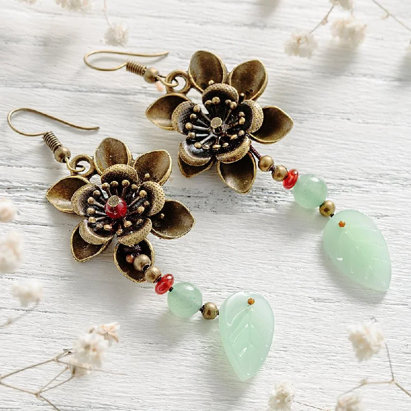 Ladies earrings handmade designs-Blossom Aventurine Earrings