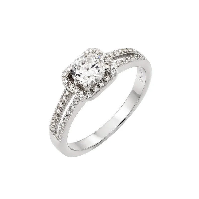 Ladies rings wedding accessories-Silver 925 Rhodium Plated Micro Pave CZ Ring - STR00936