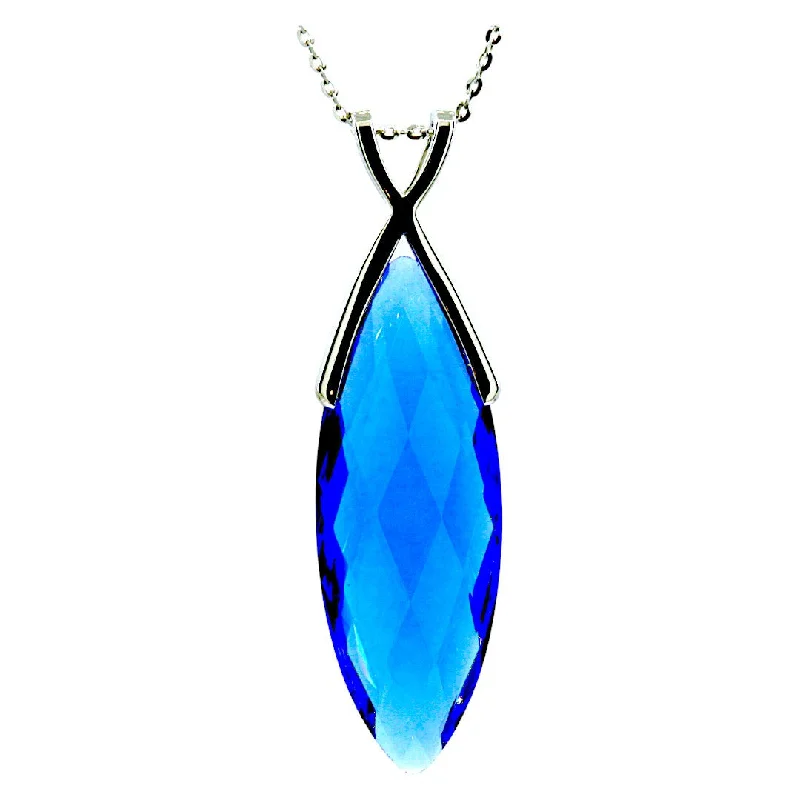 Ladies necklaces long chains-Marquis Blue Quartz Necklace