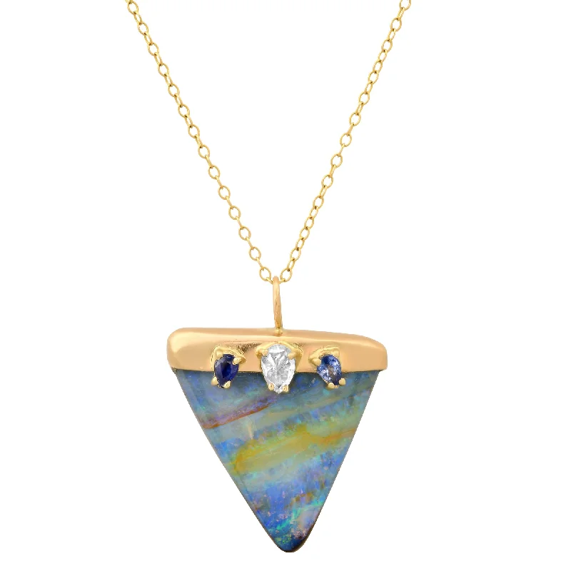 Ladies necklaces multi-layer-Triangle Opal Necklace