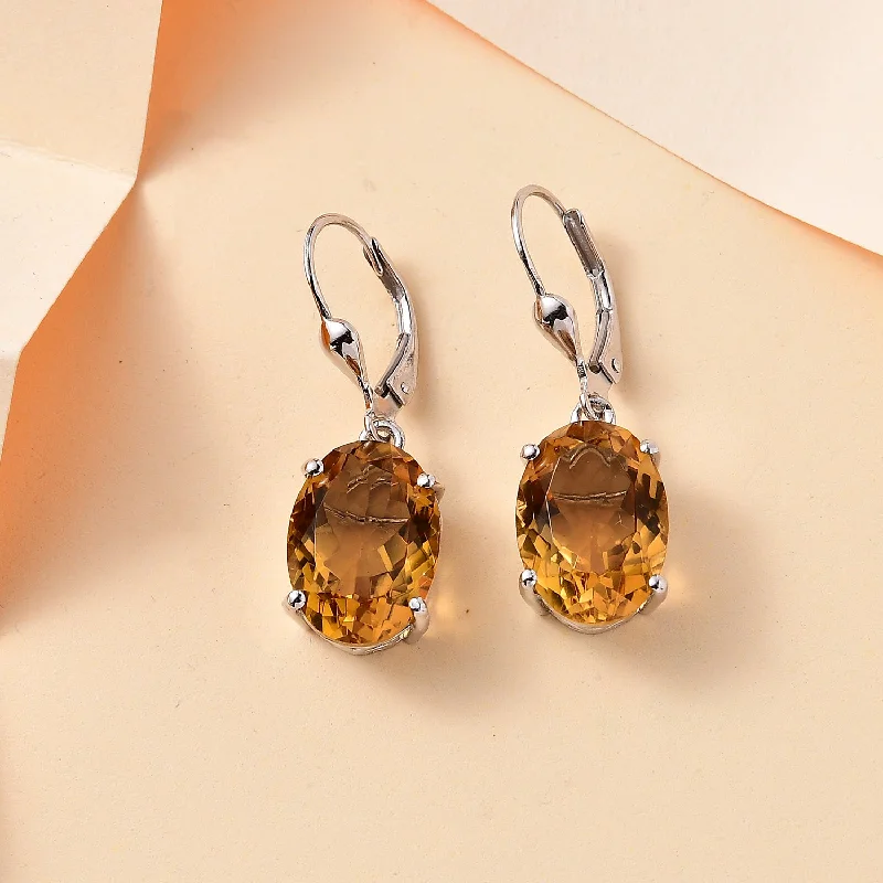 Ladies earrings store locations-Leverback Citrine Earrings