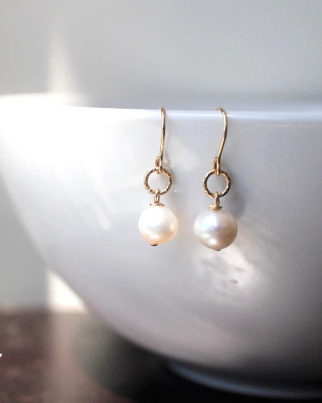 Ladies earrings store locations-Petite Pearl Drop Earrings