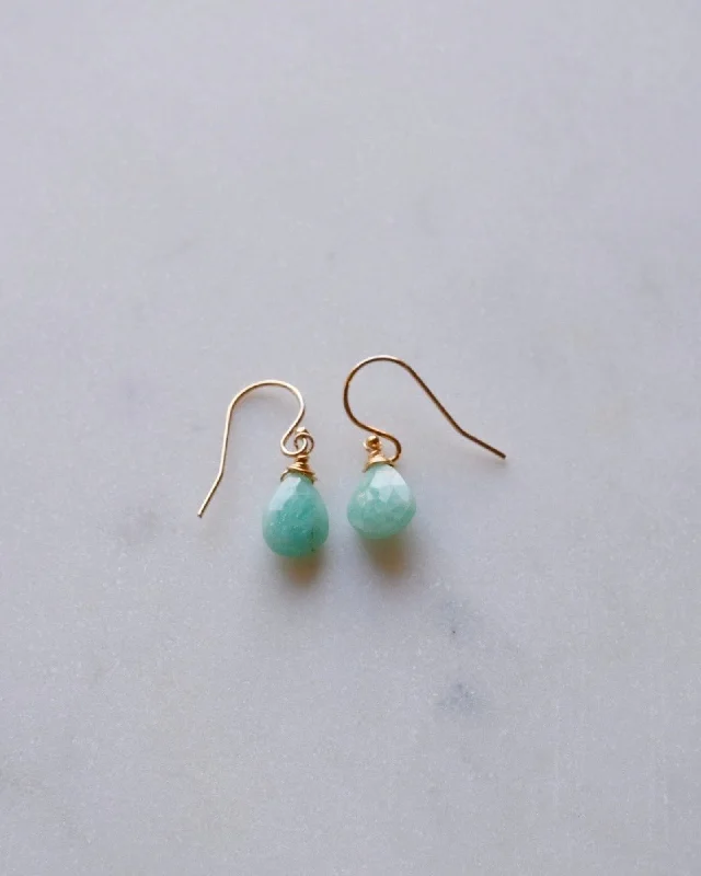 Ladies earrings anniversary picks-Amazonite drop earrings