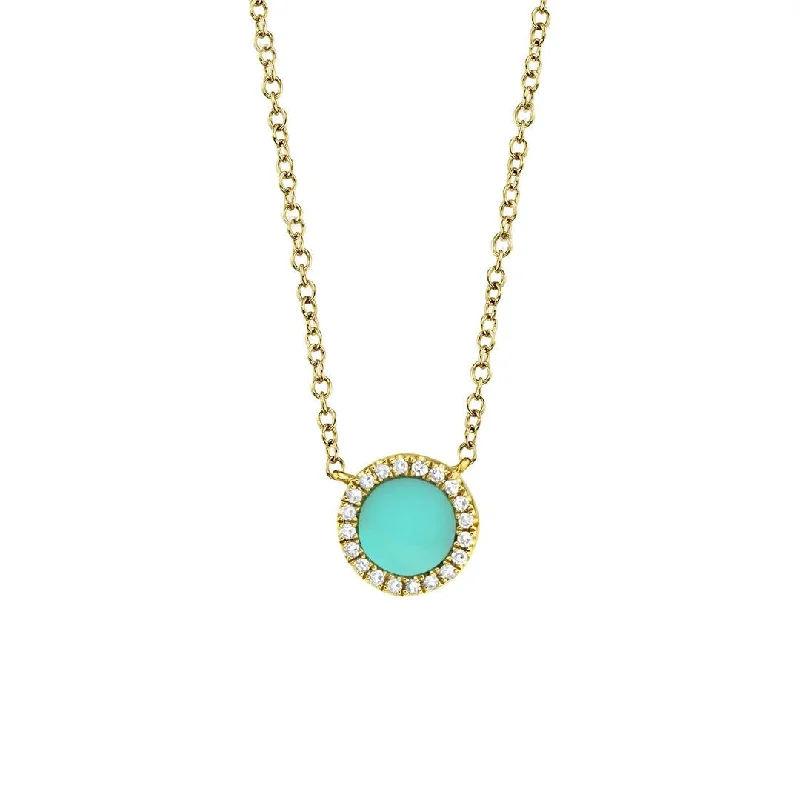 Ladies necklaces holiday gifts-Turquoise & Diamond Pendant Necklace