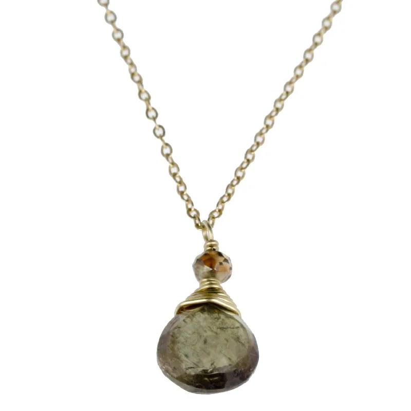 Ladies necklaces Valentine’s Day-Champagne Garnet One Drop Necklace