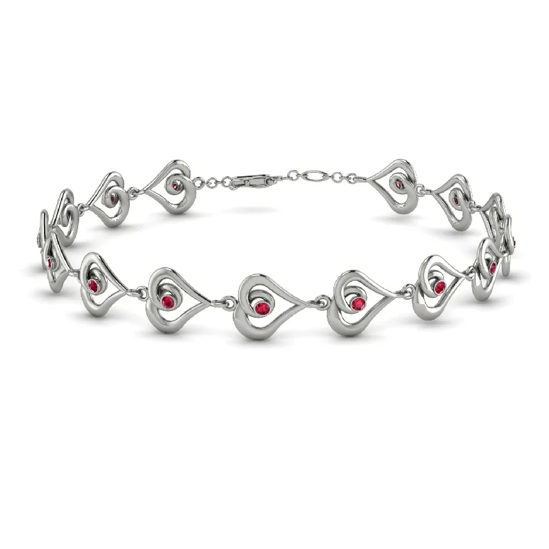 Ladies bracelets wedding styles-Heart Ruby Bracelet - Martha No. 12