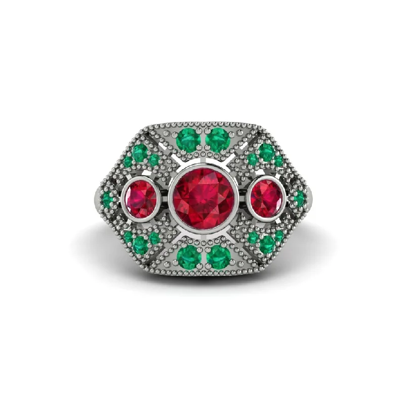 Ladies engagement rings online shopping-Ruby Art Deco Geometric Engagement Ring - Haven No. 27