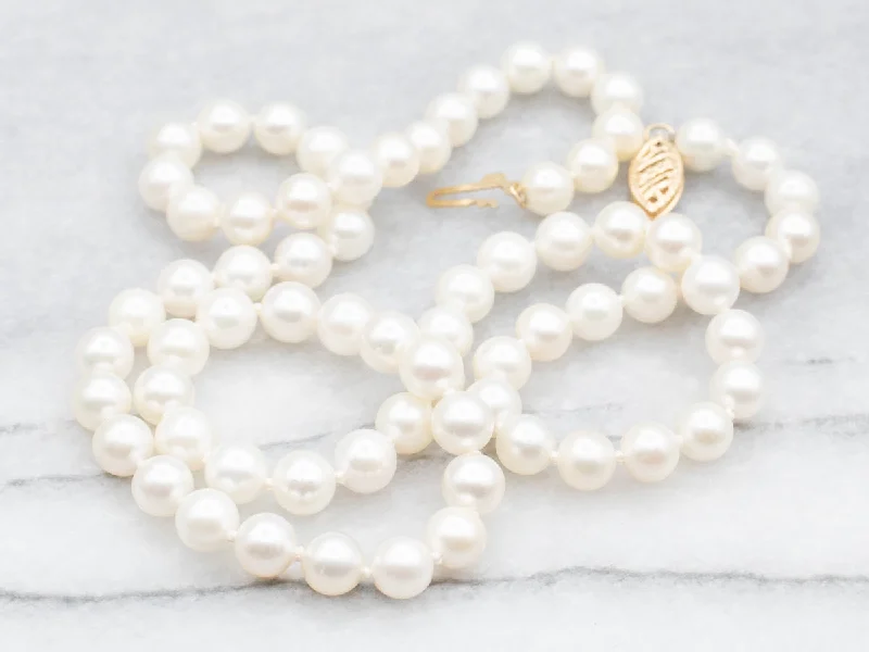 Ladies necklaces elegant looks-Saltwater Pearl Strand Necklace with Filigree Clasp