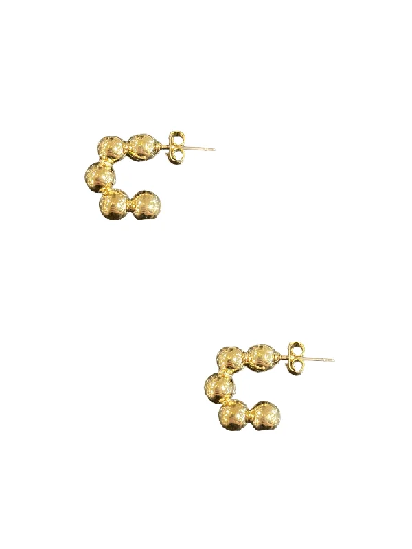 Ladies earrings floral accents-Ball Hoop Earrings - Gold