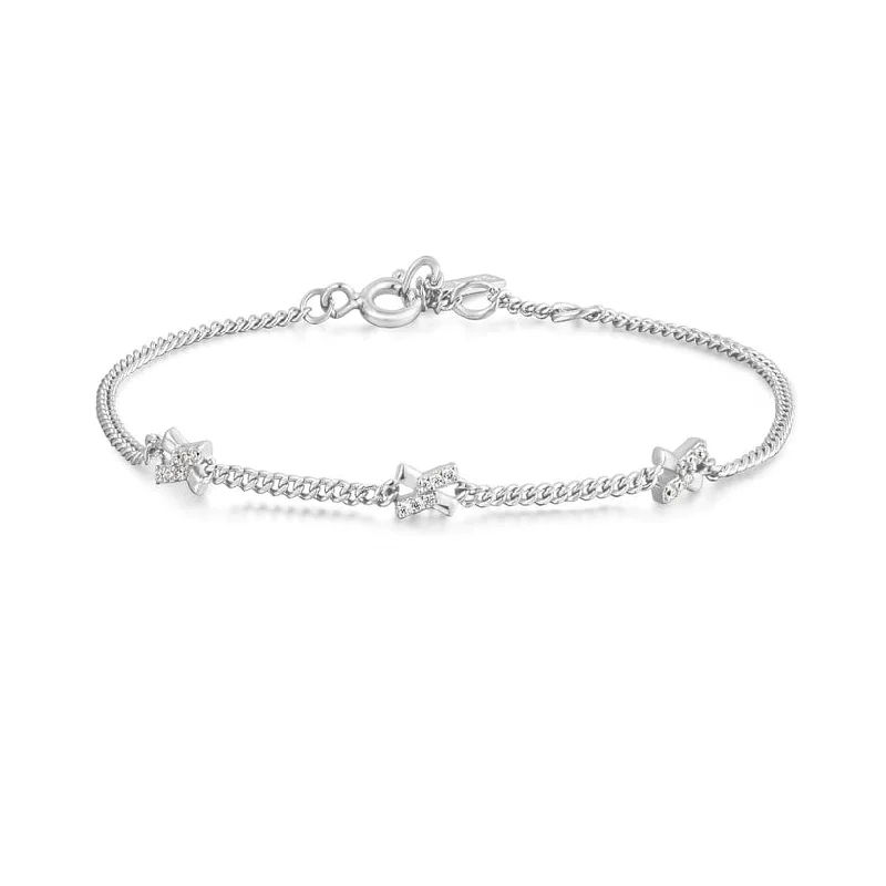 Ladies bracelets discount deals-Silver Cross Station Bracelet