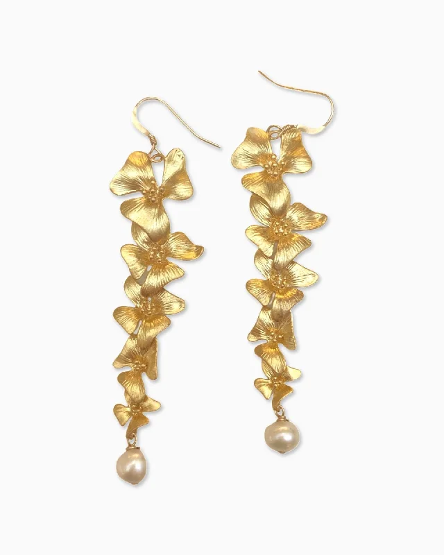 Ladies earrings engagement gifts-Floral dangling earrings