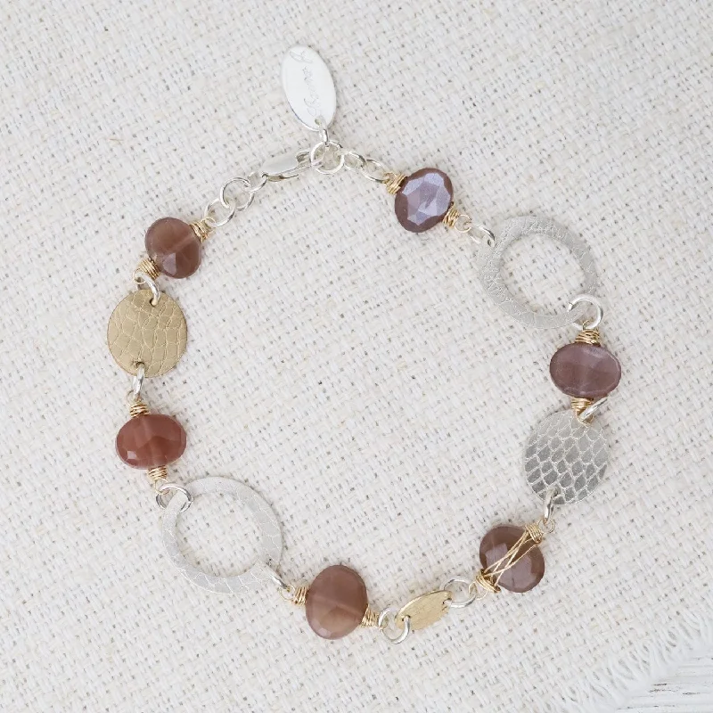 Ladies bracelets e-commerce sites-Chocolate Moonstone Link Bracelet