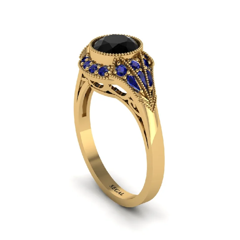 Ladies engagement rings worldwide appeal-Sapphire Vintage-Inspired Besel Engagement Ring - Makenzie No. 67