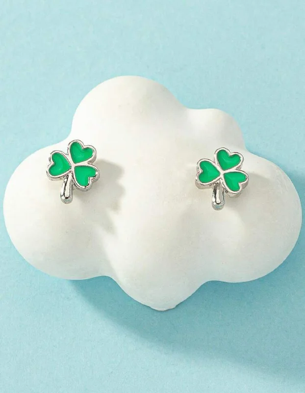 Ladies earrings party glamour-St. Patrick's Day Clover Earrings