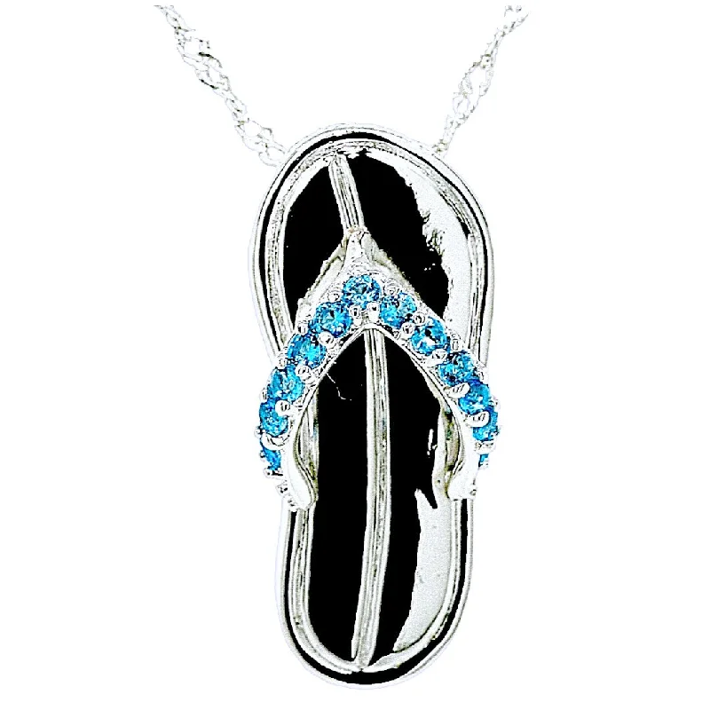 Ladies necklaces Asian styles-Caribbean Blue Flip Flop By The Sea Necklace