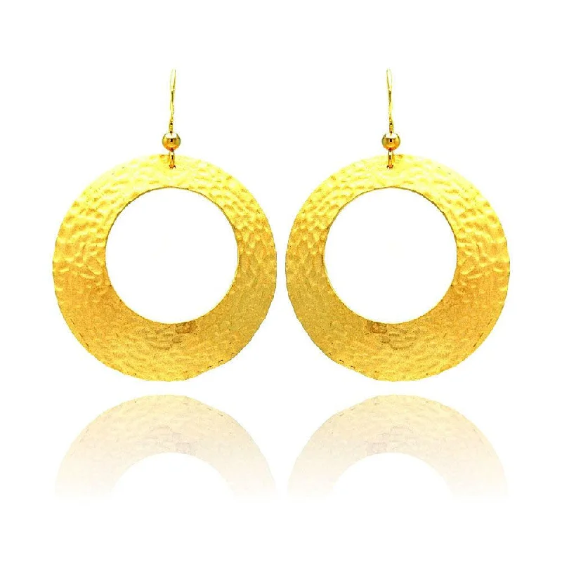 Ladies earrings celebrity trends-Clearance-Silver 925 Gold Rhodium Plated Round Open Circle Earrings - STE00655