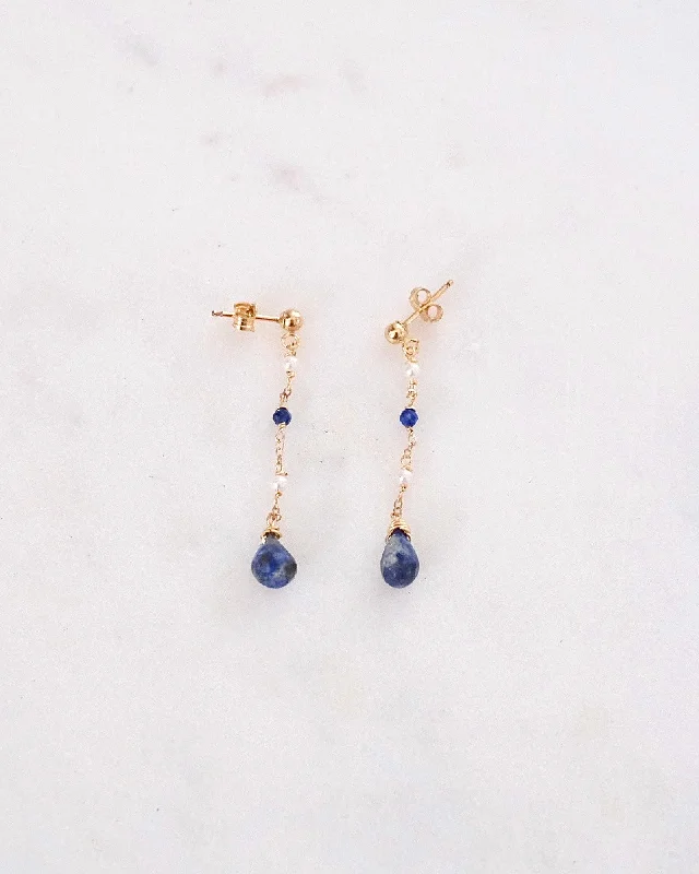 Ladies earrings customer reviews-Lapis lazuli Bohemian Earrings