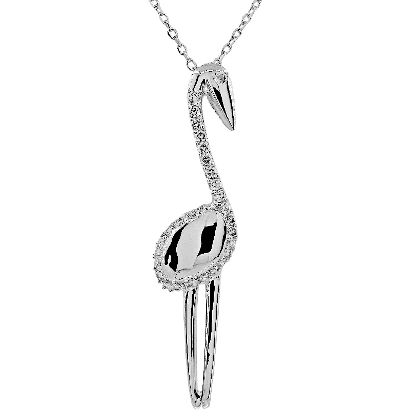 Ladies necklaces white gold-Musical Flamingo Necklace