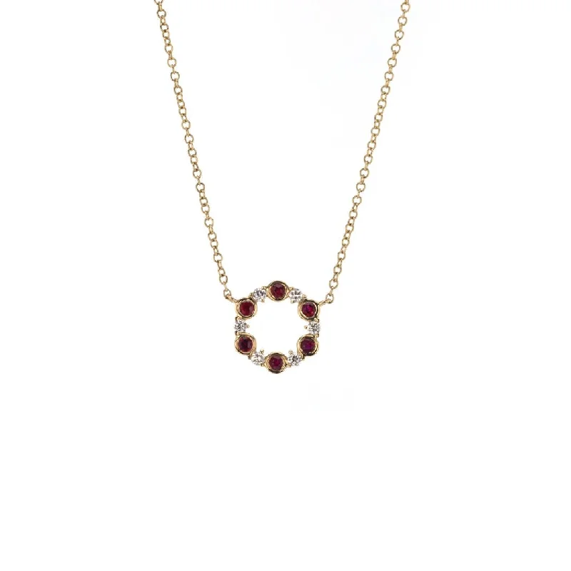 Ladies necklaces sentimental value-Ruby & Diamond Stationary Pendant Necklace | M10278827