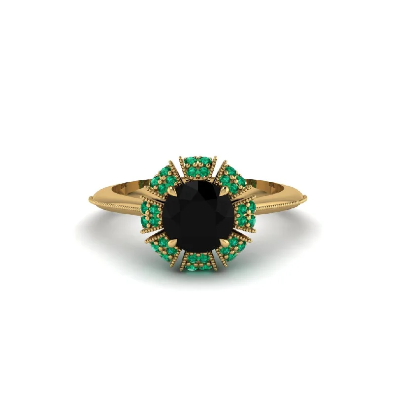 Ladies engagement rings holiday proposals-Emerald Crown Halo Engagement Ring - Annie No. 22