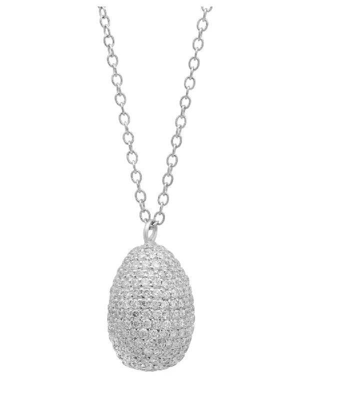 Ladies necklaces unique designs-Pave Diamond Birds Egg Necklace