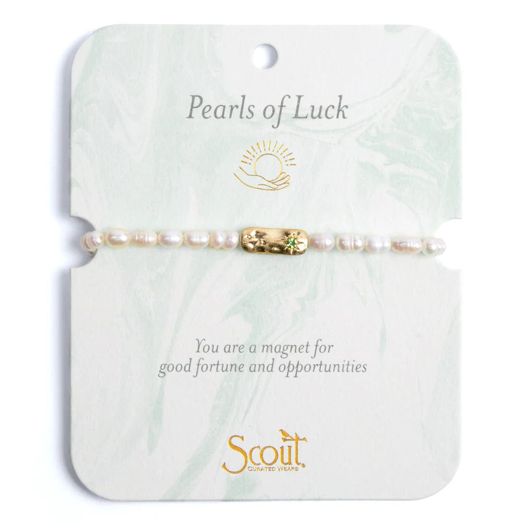 Ladies bracelets star motifs-Pearls of Luck Affirmation Bracelet in Gold