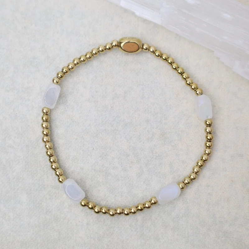 Ladies bracelets proposal surprises-Here & There Pop Of Color Bracelet  in White Cap & Gold