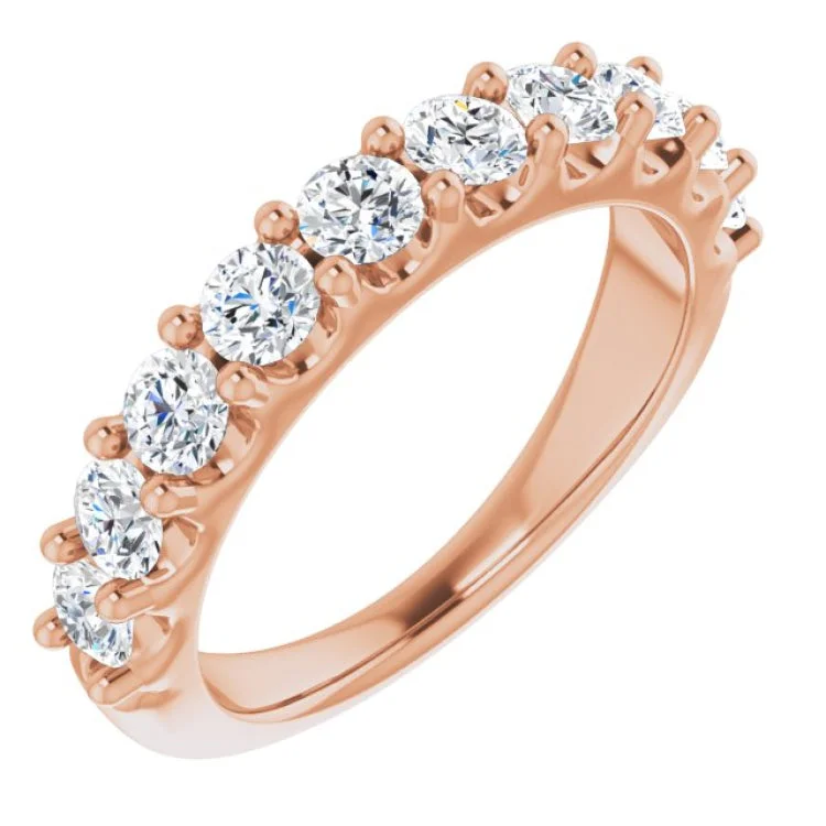 Ladies rings hypoallergenic-14K Rose 1 1/5 CTW Diamond Anniversary Band