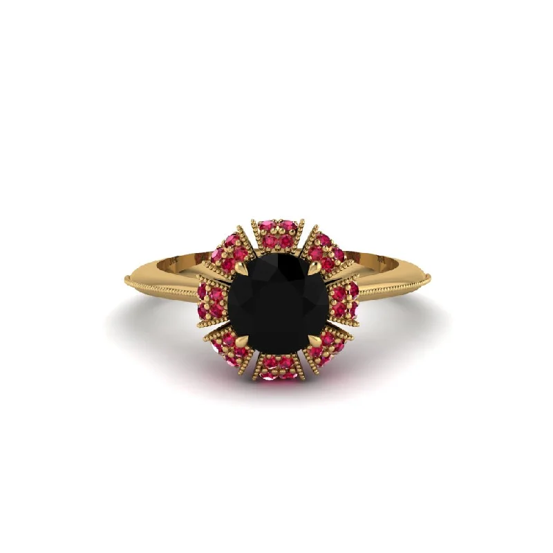 Ladies engagement rings heirloom pieces-Ruby Crown Halo Engagement Ring - Annie No. 52