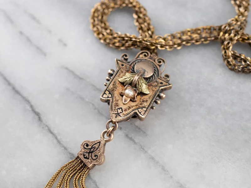 Ladies necklaces birthday surprises-Victorian Gold Tassel Pendant Chain Necklace