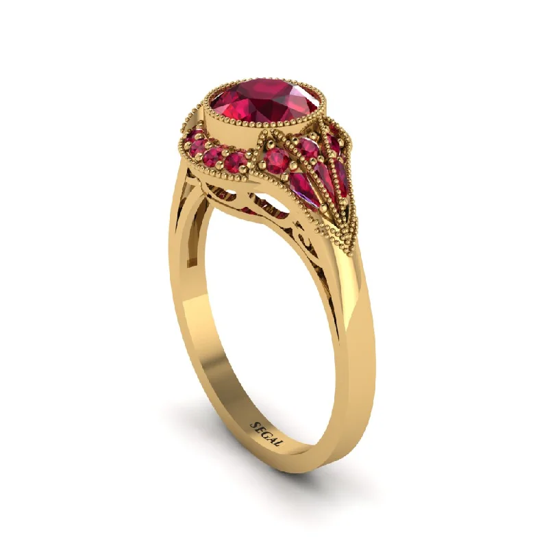 Ladies engagement rings sentimental value-Ruby Vintage-Inspired Besel Engagement Ring - Makenzie No. 55