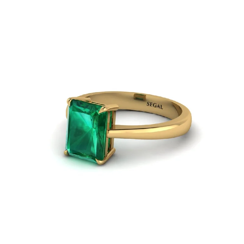 Ladies engagement rings punk vibes-Emerald Cut Emerald 14K Gold Engagement Ring - Heidi No. 4