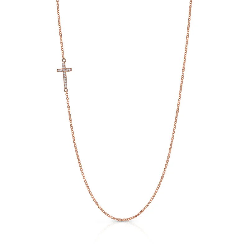 Ladies necklaces couple sets-Mini Diamond Cross Necklace