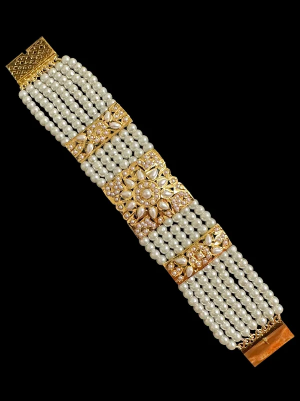 Ladies bracelets everyday wear-B167 pearl jadau bracelet ( SHIPS IN 3 WEEKS )