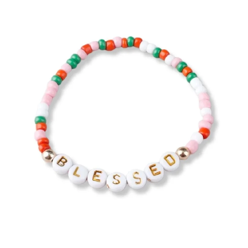 Ladies bracelets star motifs-Blessed  Holiday Beaded Friendship Stretch Bracelets