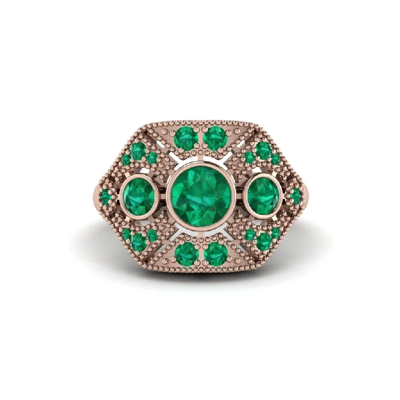 Ladies engagement rings financing plans-Emerald Art Deco Geometric Engagement Ring - Haven No. 20