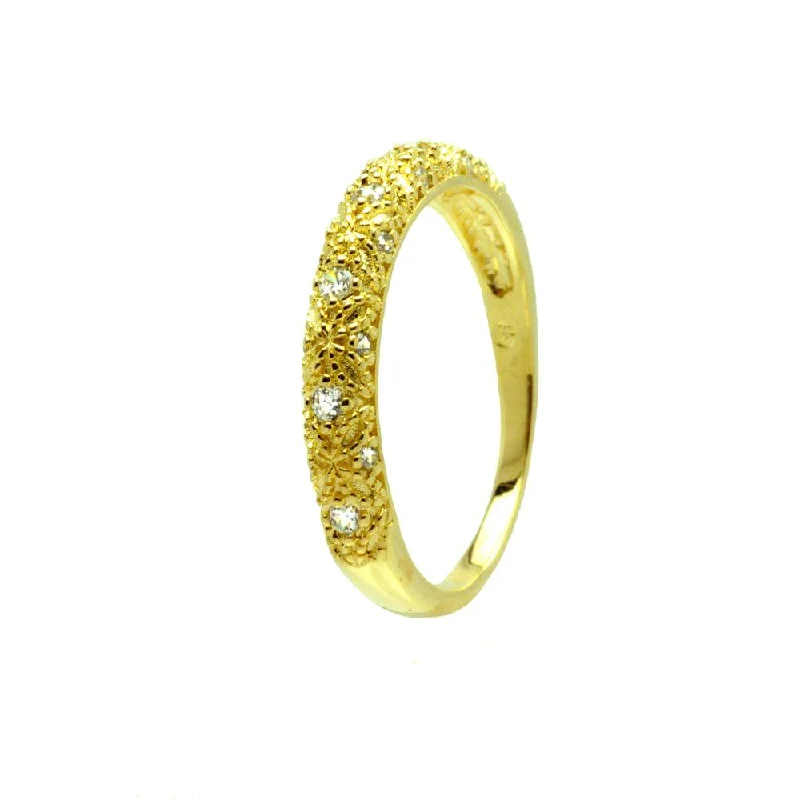 Ladies rings ring finger-Silver 925 Gold Plated Clear CZ Gilded Ring - BGR00725