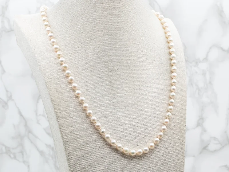 Ladies necklaces age suitability-Long Beaded Pearl Necklace