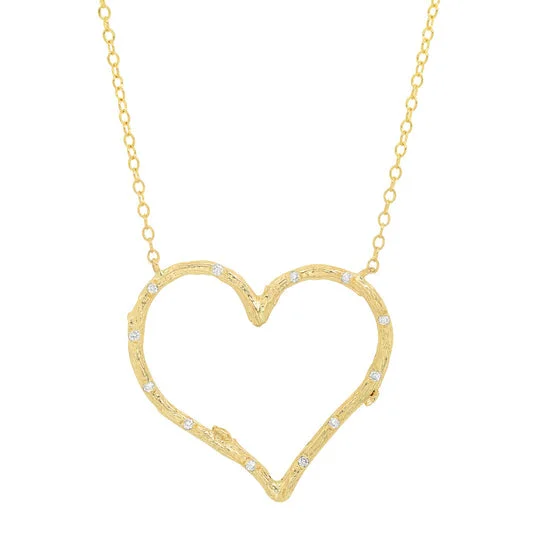 Ladies necklaces classic designs-Willow Heart Necklace with Diamonds