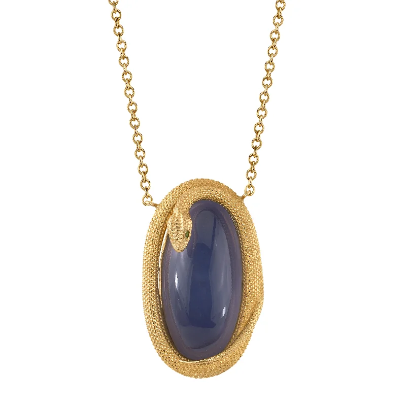 Ladies necklaces celebrity trends-Chalcedony Snake Necklace