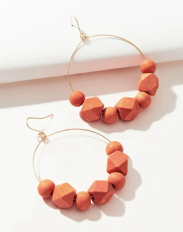 Ladies earrings social media trends-Orange Beaded Hoop Earrings