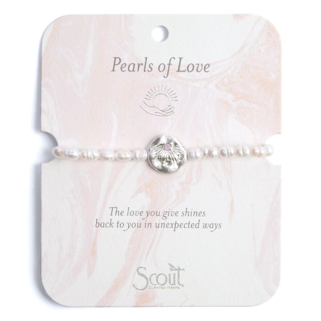 Ladies bracelets geometric patterns-Pearls of Love Affirmation Bracelet in Silver