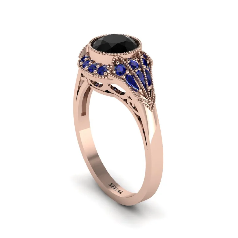 Ladies engagement rings dream styles-Sapphire Vintage-Inspired Besel Engagement Ring - Makenzie No. 68