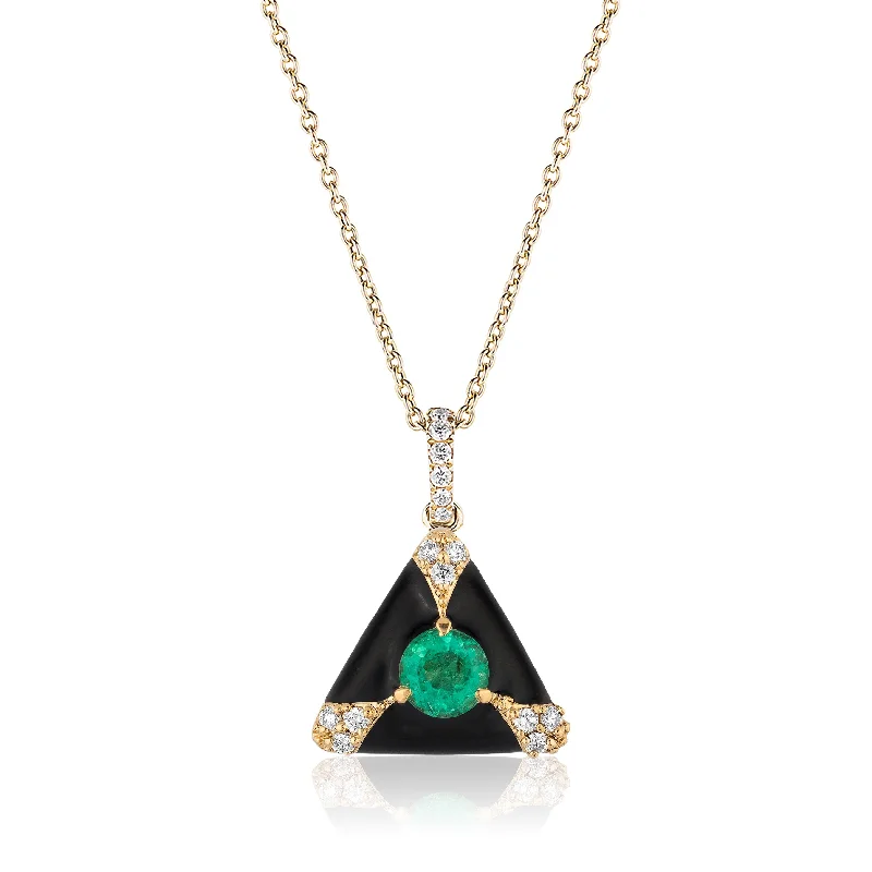 Ladies necklaces holiday gifts-Trillion Enamel Diamond Pendant Necklace