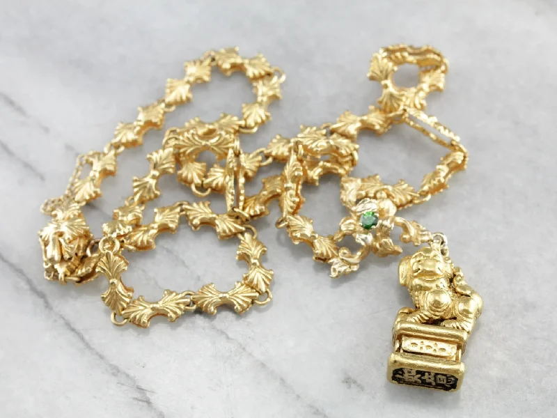 Ladies necklaces personalized-Fine Gold Chinese Foo Dog Necklace